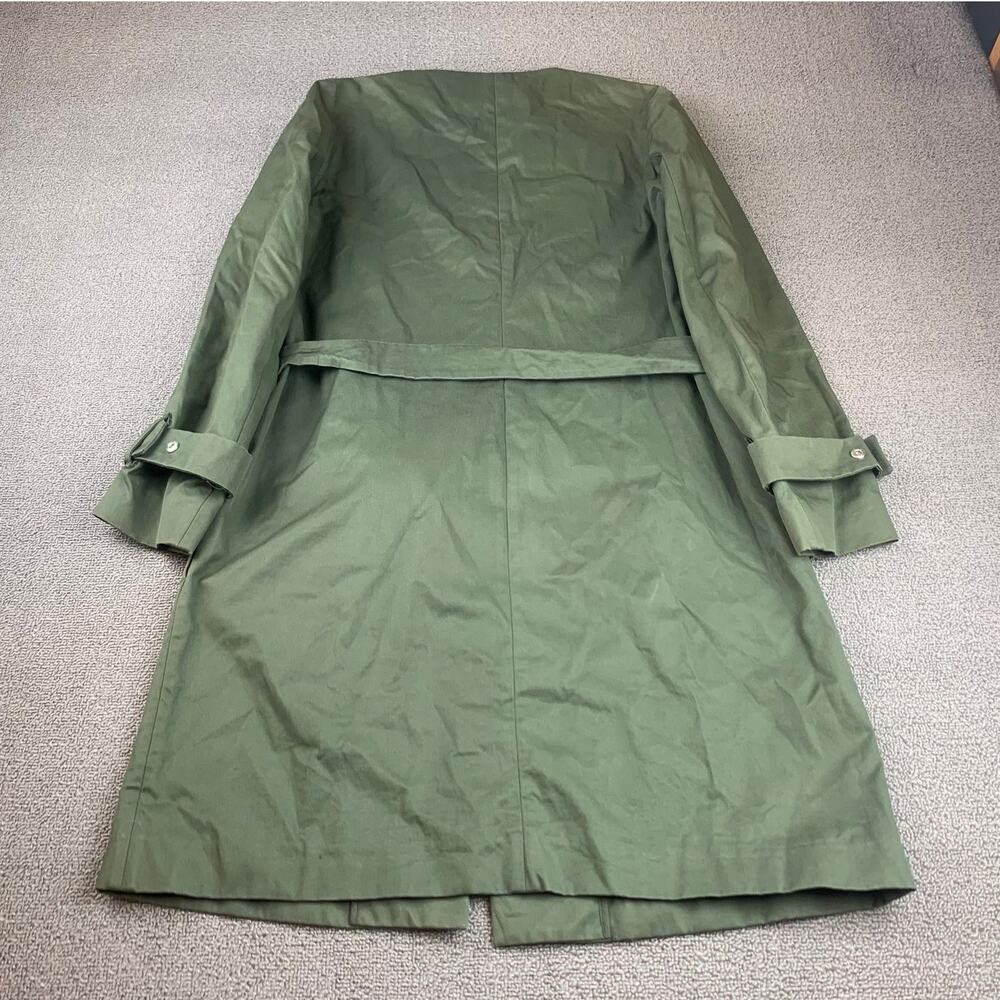 Sandro Paris Women's 36 Belted‎ Green Trench Coat 100% Cotton - Picture 2 of 10